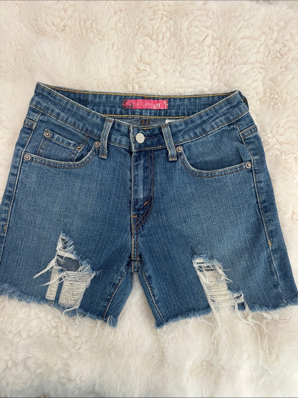 Levi's Blue  low rise Distressed Shorts size 3